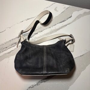 Vintage Coach 9564 Leather Legacy Demi Hobo Shoulder Bag Black & White